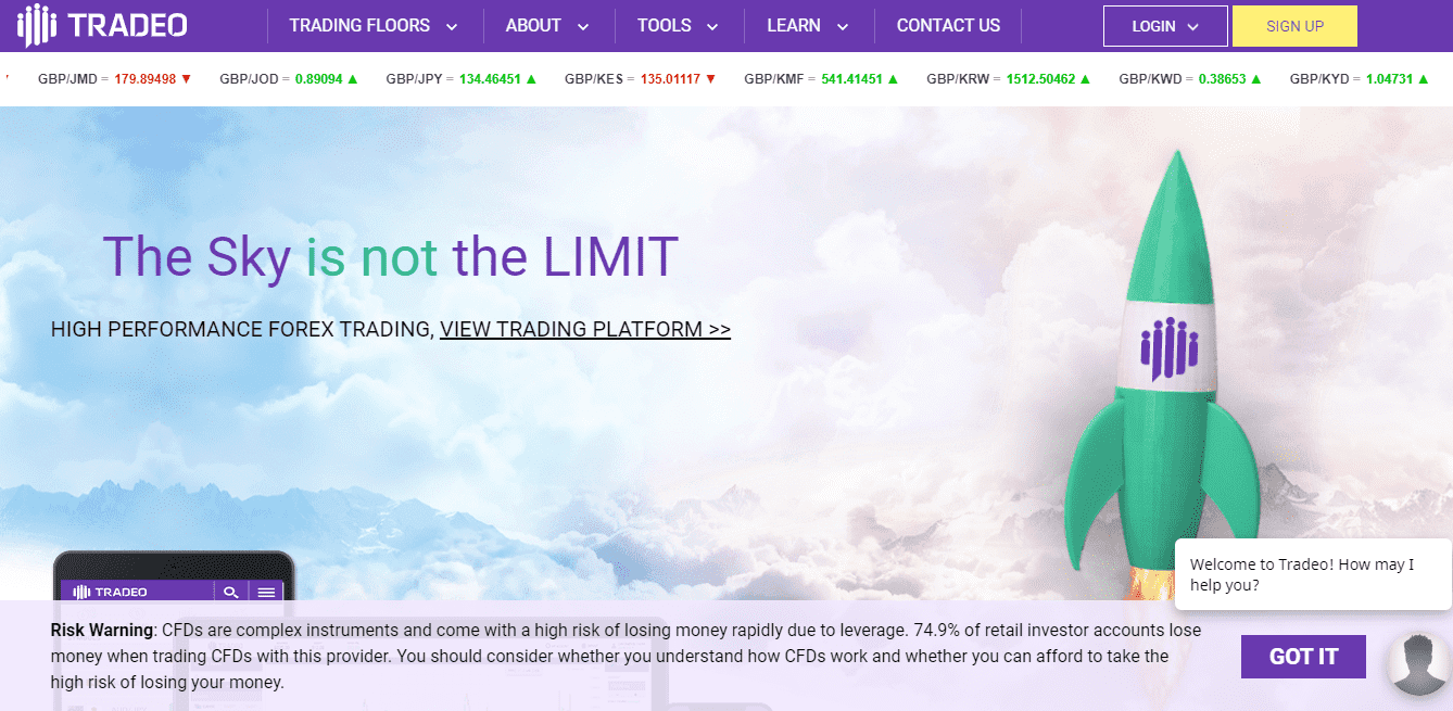 Homepage di Tradeo Homepage di Tradeo